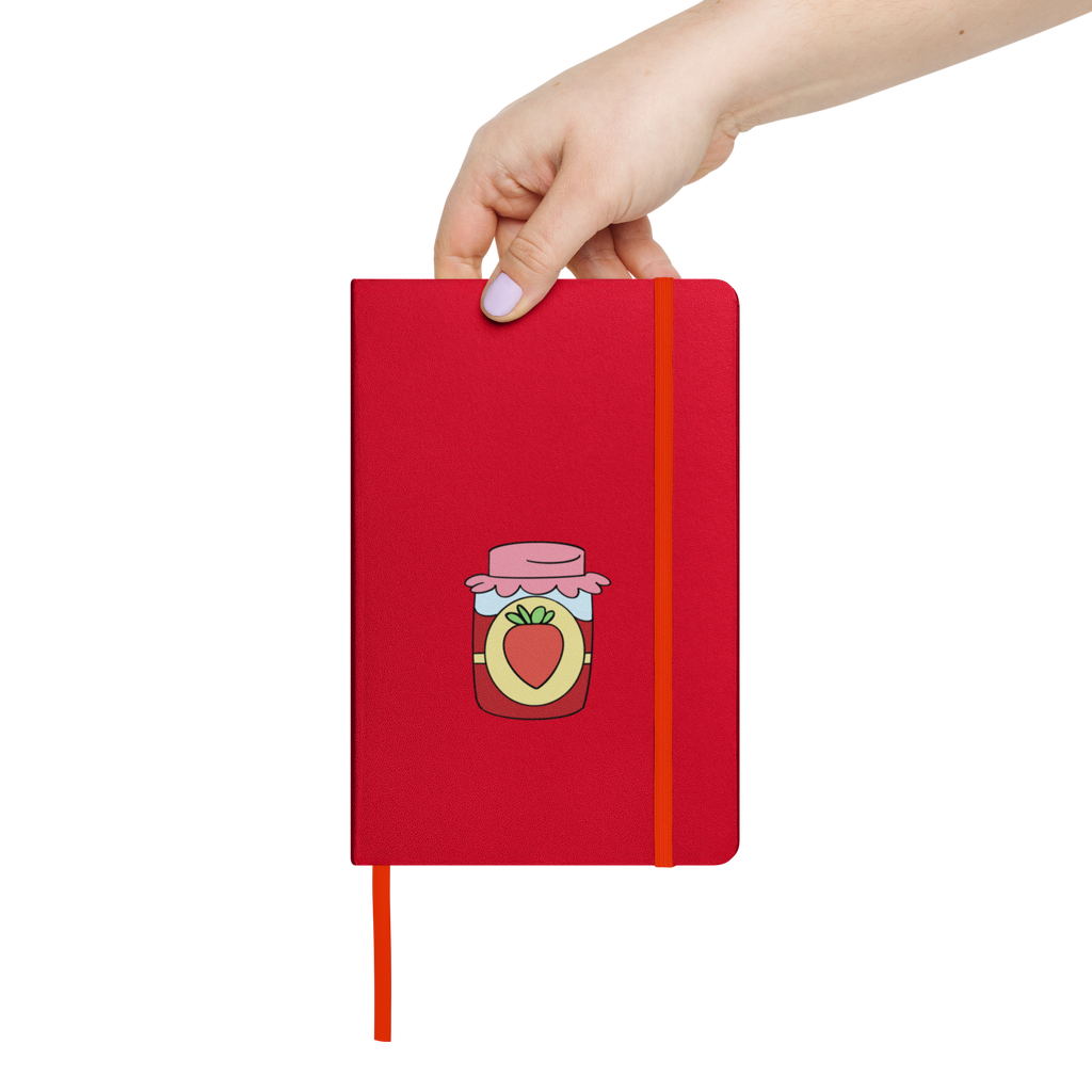 strawberry jam illustration red hardcover notebook strawberry design