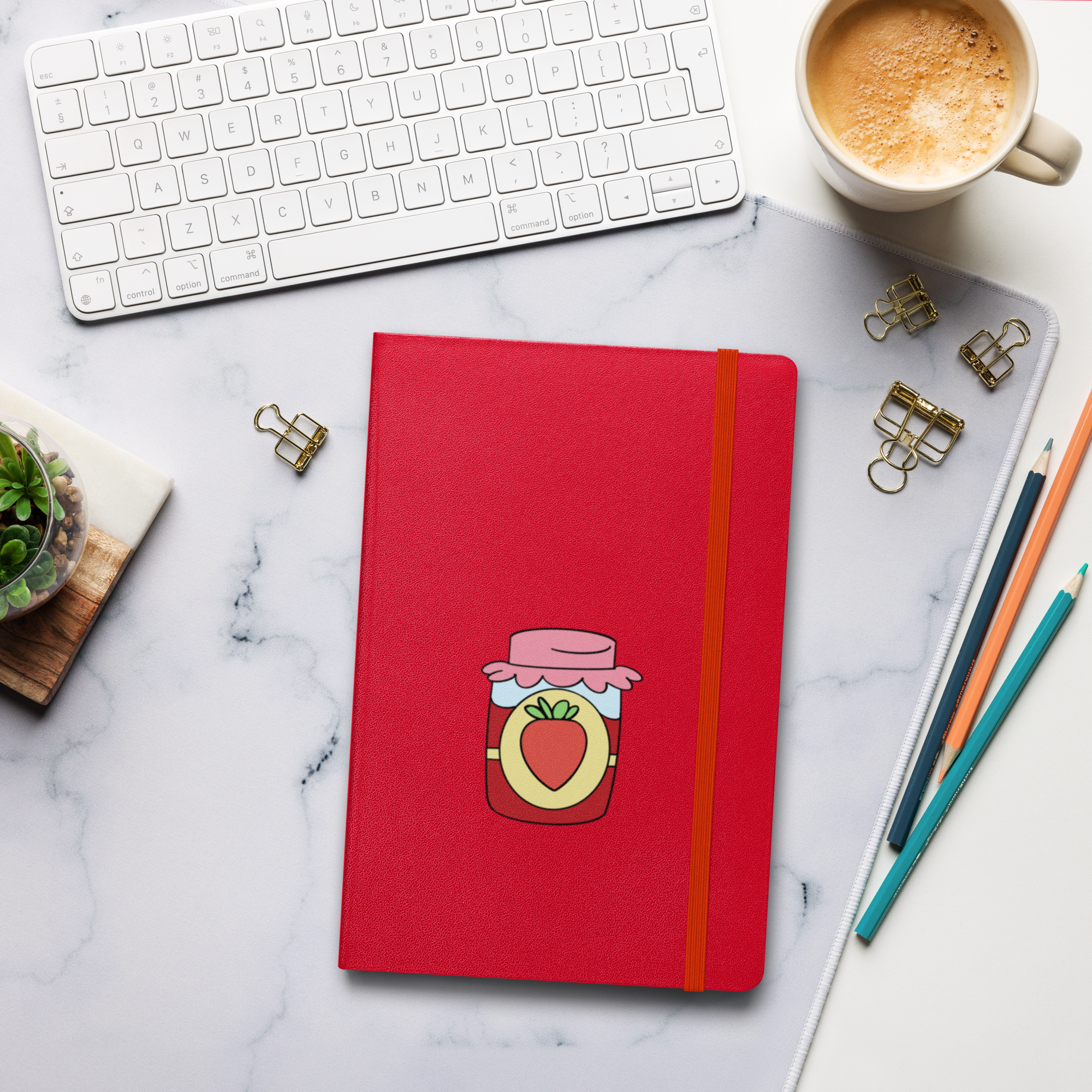 strawberry jam illustration hardcover notebook strawberry aesthetic